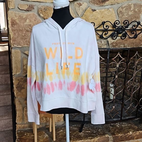 Ivory Ella Organic Cotton‎ Adele Wildlife Tie Dye Hoodie NWT Sz L - Picture 1 of 12
